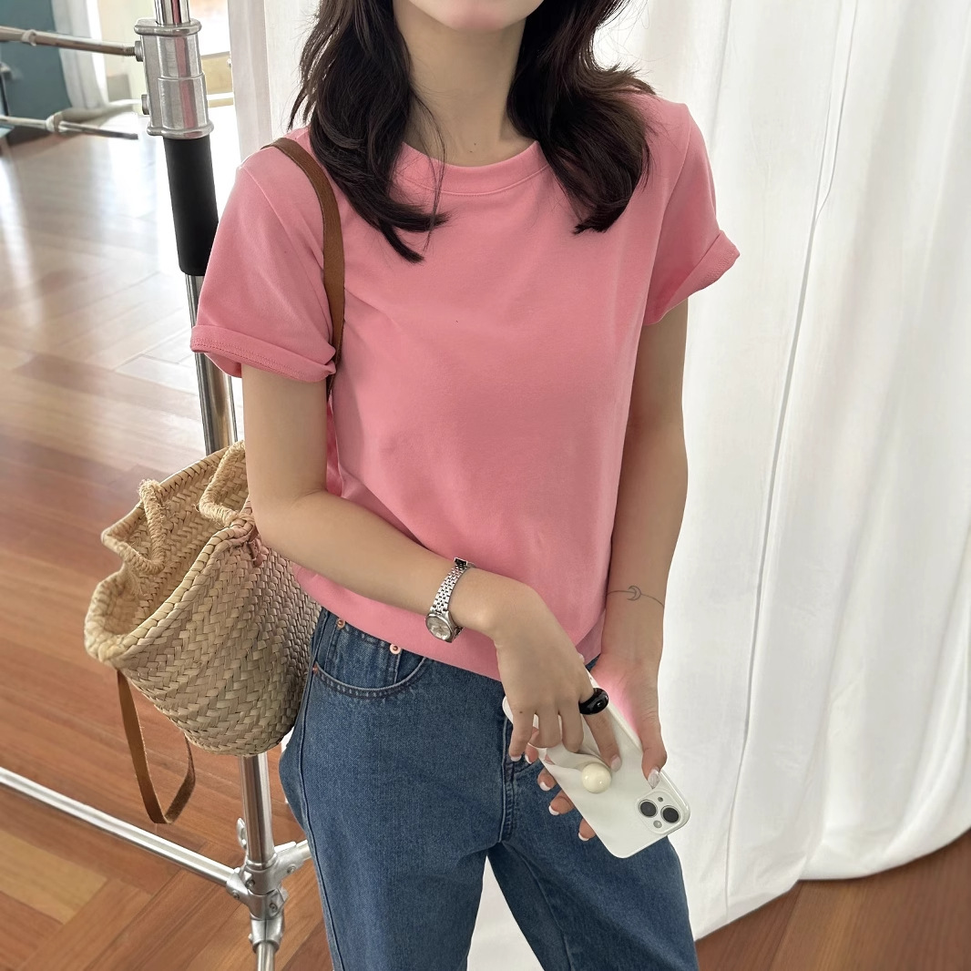 カットソー なめらか質感シンプル半袖カットソー