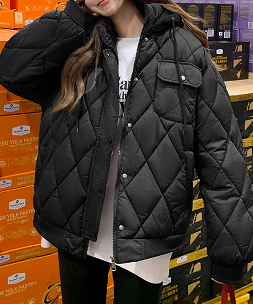 カットソー 長袖中綿入りキルティング防寒ジャケット