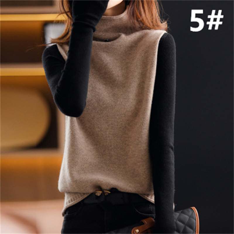 カットソー 秋冬新作 タートルネック ニットベスト 袖なし 体型カバー