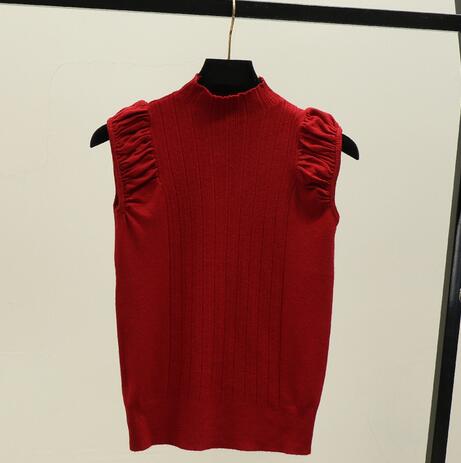 カットソー レディース ハイネック ノースリーブ ニットベスト