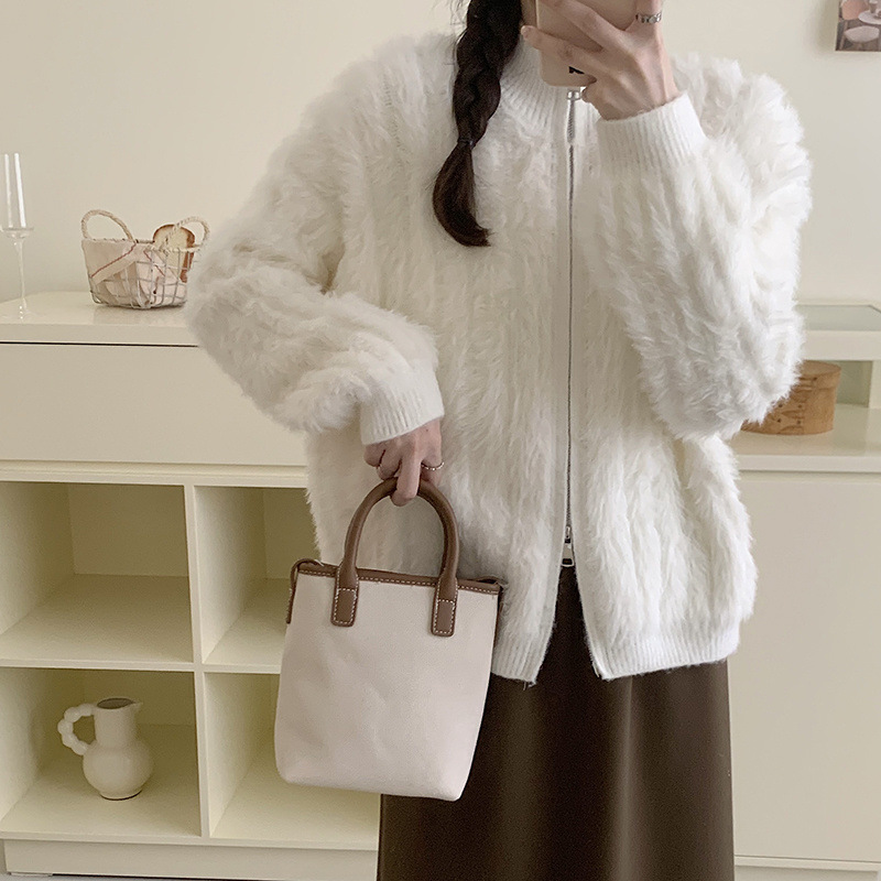 カットソー ふわふわファー長袖カーディガン韓国風ニット
