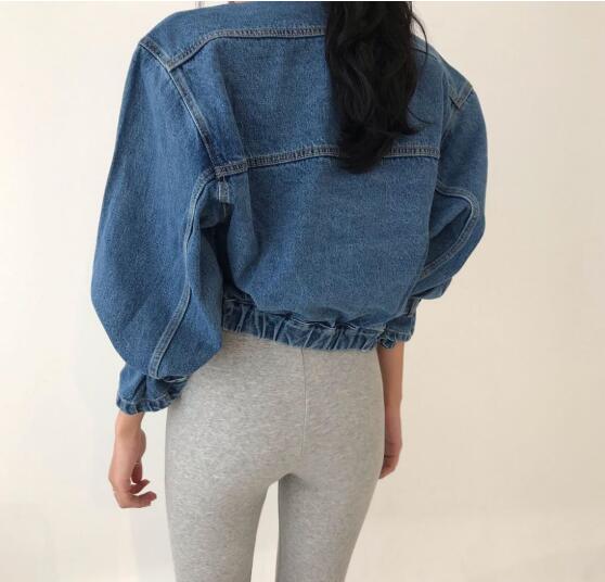 カットソー 韓国風長袖デニムジャケット秋服ヴィンテージ上着