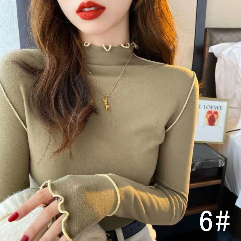 秋冬新作 ハイネック カットソー フレア袖 重ね着 レディース