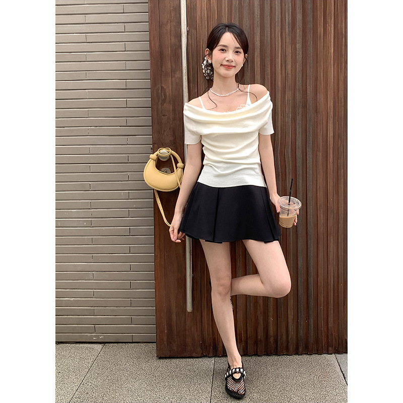カットソー 優美なドレープボートネック