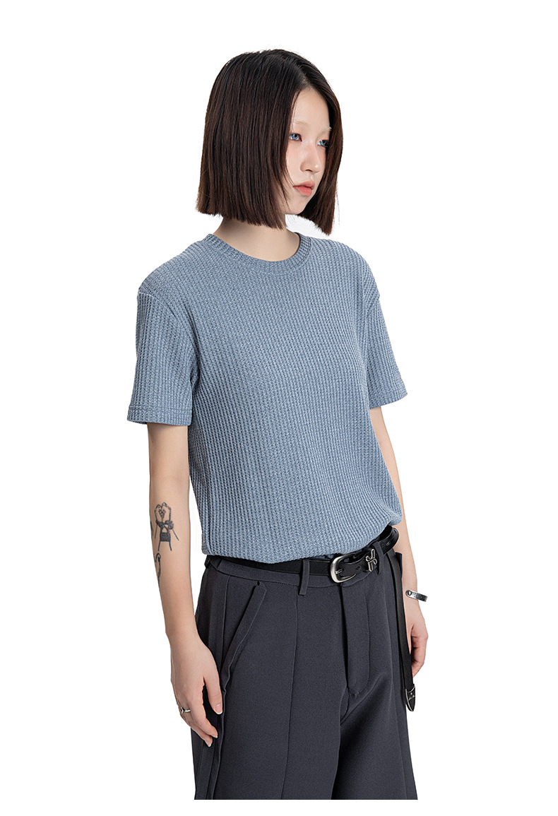 カットソー リブニット シンプル 半袖カットソー