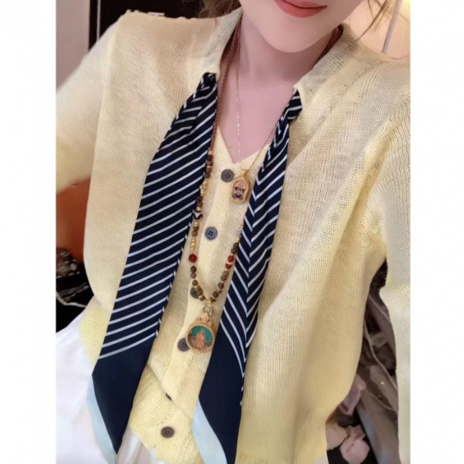 カットソー 2025年秋冬新作 長袖編み物上着 襟巻き風丸首女性用無地