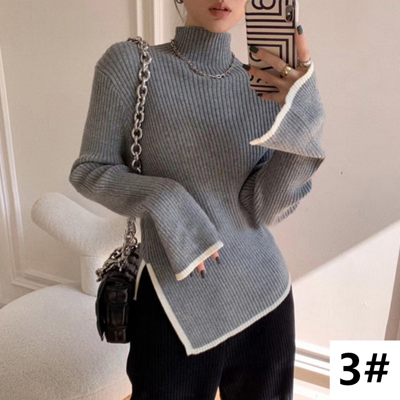 カットソー 2025秋冬新作 不規則デザイン ハイネック長袖セーター 全3色