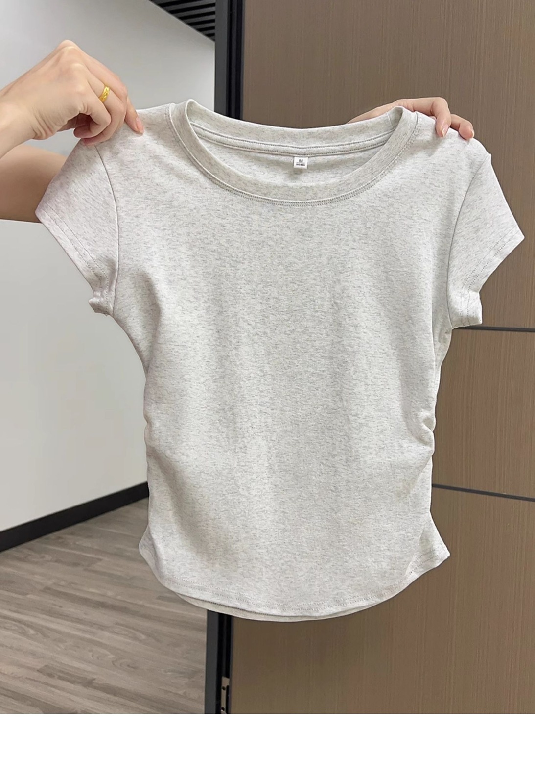 カットソー サイドギャザー七分丈カットソー