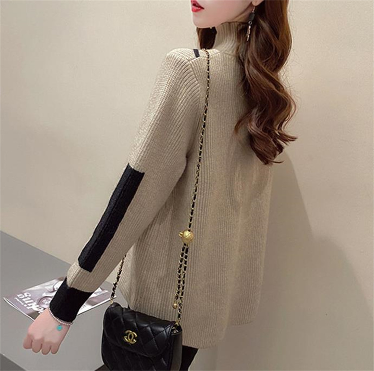 厚手ハイネックニットセーター ゆったり秋冬カットソー