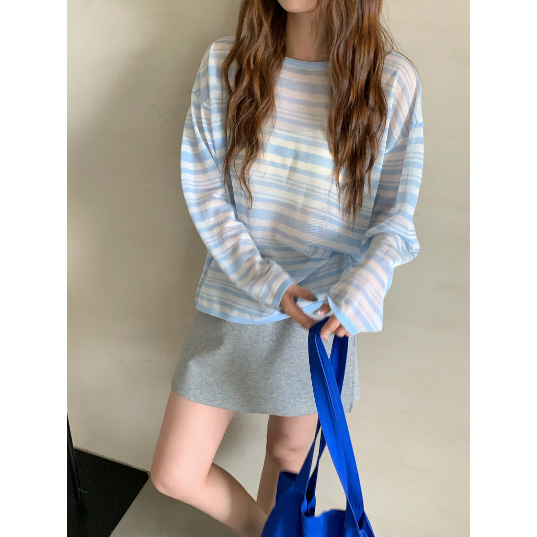 カットソー 優しい肌触り ボーダー柄クルーネック