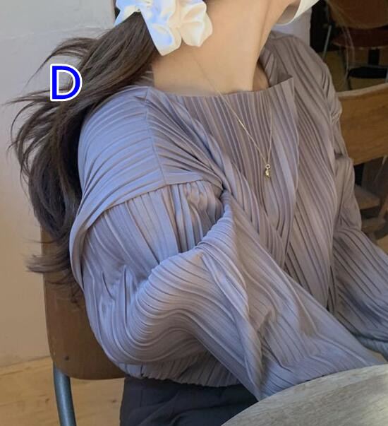 秋服 ボートネック プリーツ長袖カットソー レディース