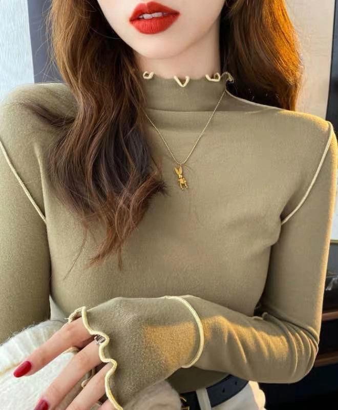 カットソー レディース無地ハイネックニットセーター可愛いトップス