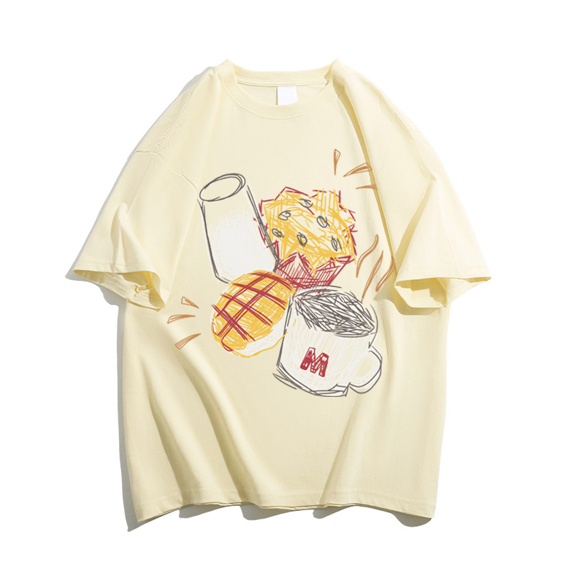 カットソー 朝食イラスト ゆったり半袖