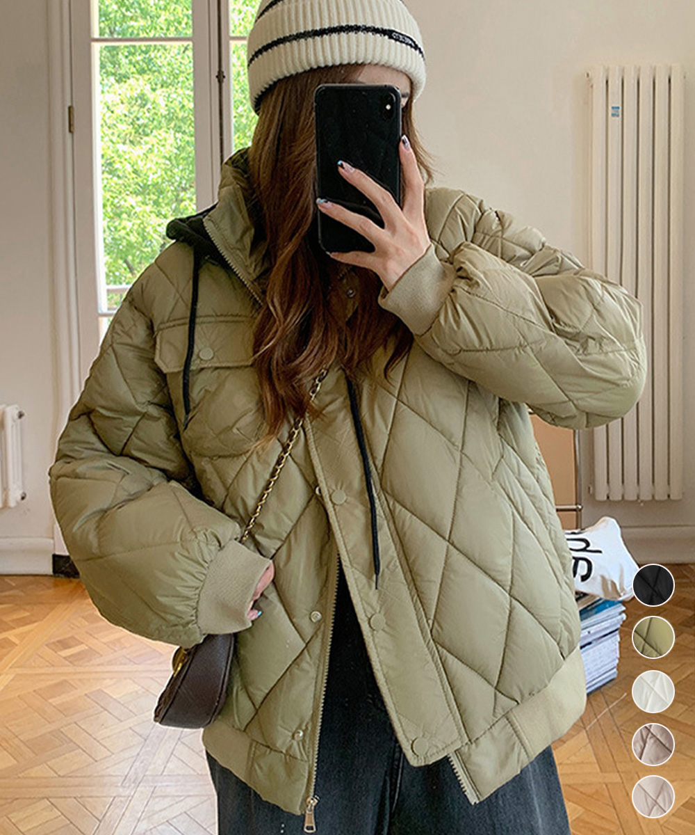 カットソー 長袖中綿入りキルティング防寒ジャケット