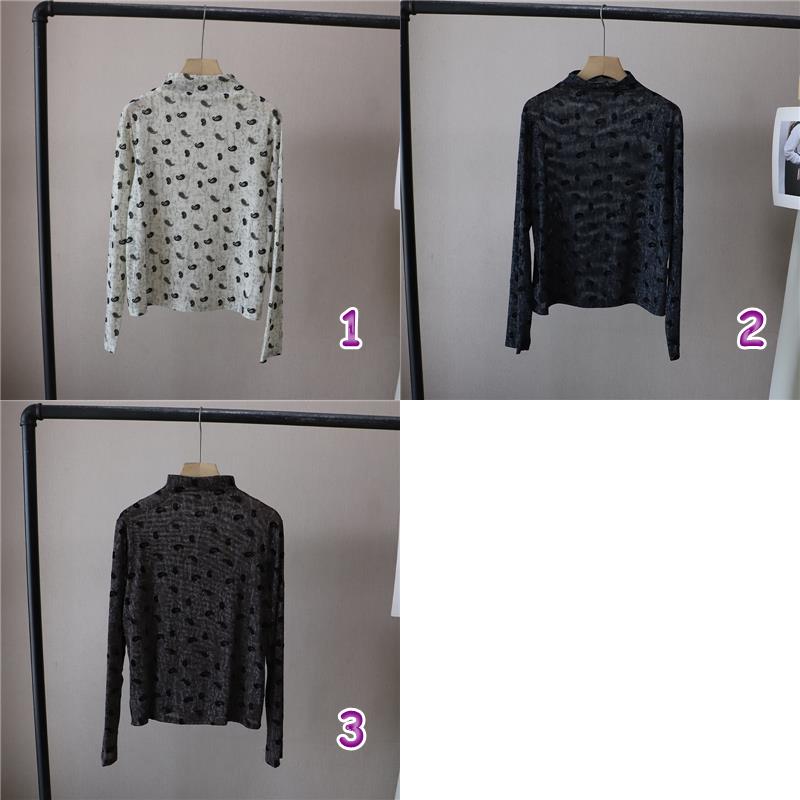 韓国風ペイズリー柄ハイネックカットソー 3色展開