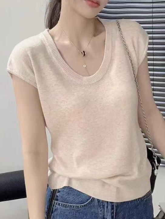 カットソー 深みのある優美Uネックカットソー