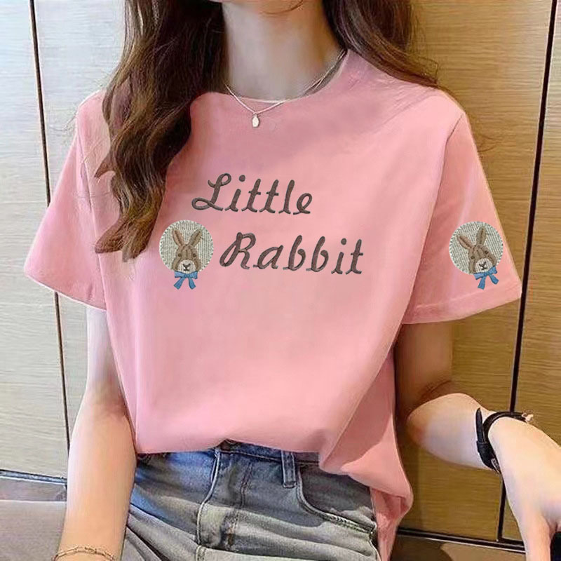 カットソー うさぎモチーフ刺繍入り半袖カットソー
