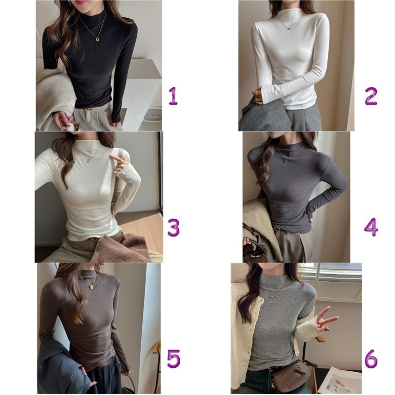韓国風ハイネックカットソー長袖インナー大きいサイズ
