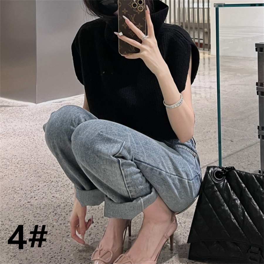 カットソー 秋新作 タートルネック ニットベスト 袖なし 着痩せ レディース