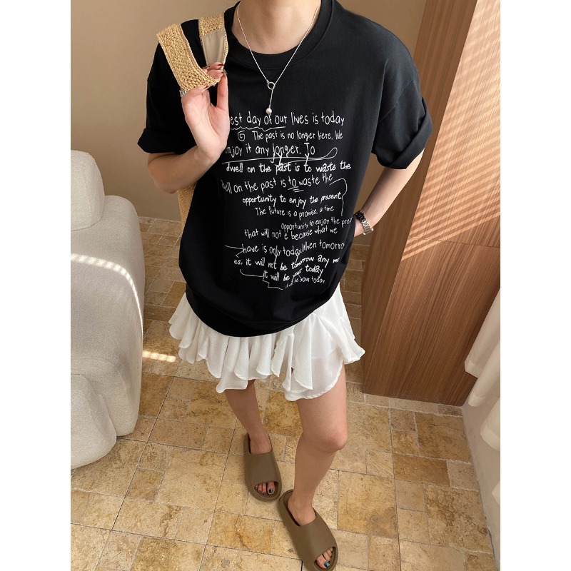 カットソー 詩的メッセージ入りリラックスTシャツ