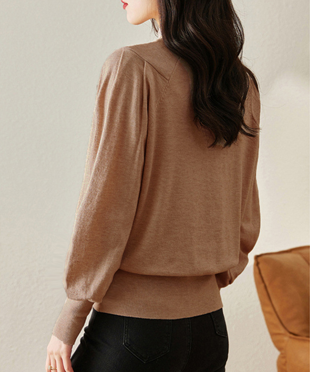 カットソー ハイネックニットトップス レディース 秋冬