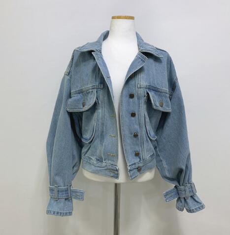 カットソー 韓国風長袖デニムジャケット秋服ヴィンテージ上着