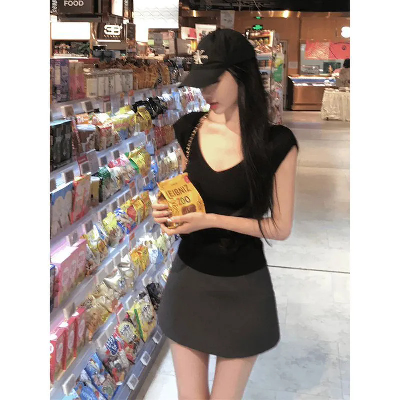 カットソー しなやか美人リブ編みVネックカットソー