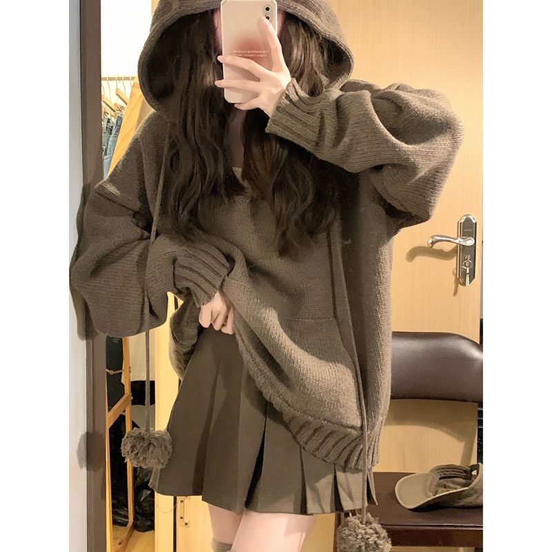 ゆったりオーバーサイズニットカットソーVネック