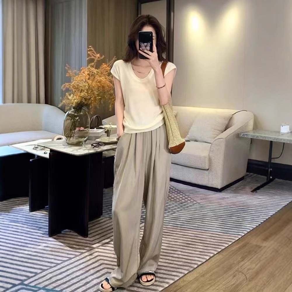 カットソー シンプル美しい絹混紡カットソー