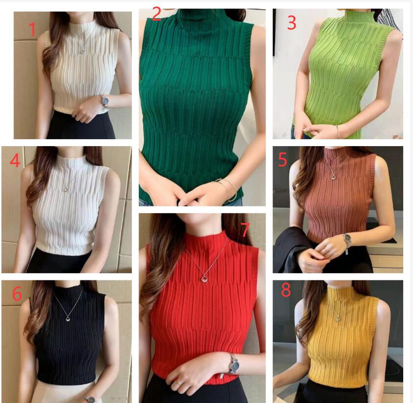 カットソー レディース ハイネック ノースリーブ ニットベスト