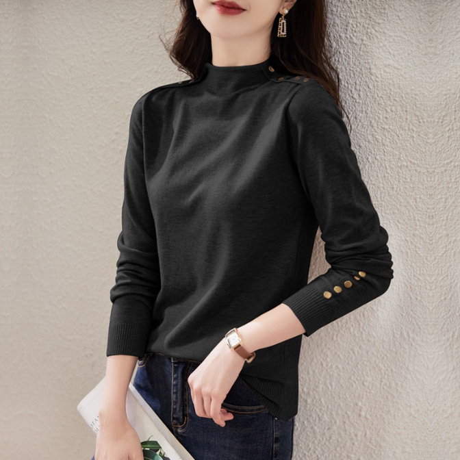 カットソー 秋冬新作 ハイネック ニット 長袖 薄手 重ね着 着回し