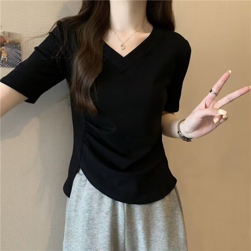カットソー なめらか肌触り Vネックカットソー