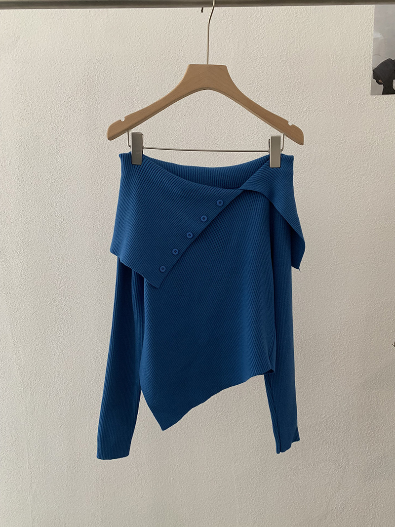 ボートネック韓国風ニットセーター長袖カットソー6色