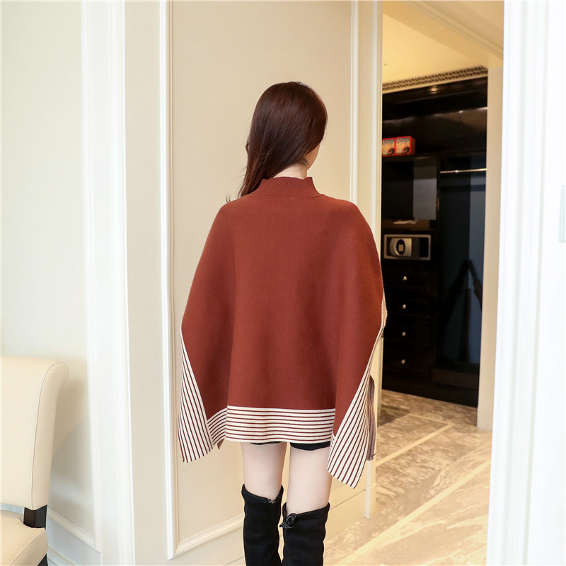 秋冬新作 体型カバー セーター マント風 長袖 カットソー