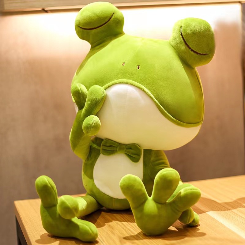 抱き枕 蝶ネクタイカエルのふわふわ抱き枕ぬいぐるみ