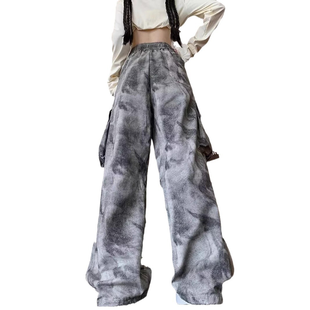ダンス衣装 タイダイ風カーゴポケット付きワイドパンツ　ヒップホップ