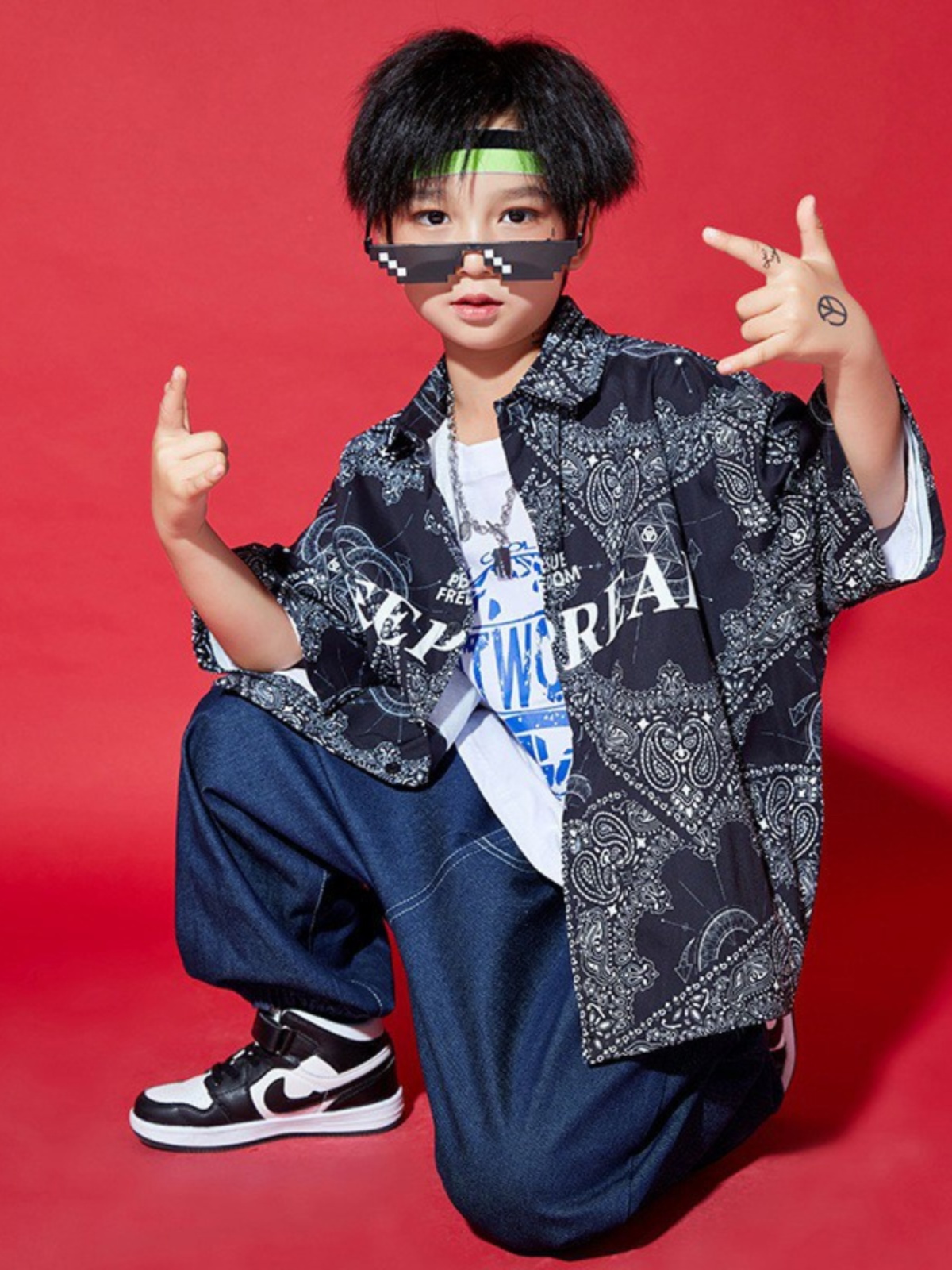 ダンス衣装 ダンス衣装 ストリート感覚ペイズリーシャツセット