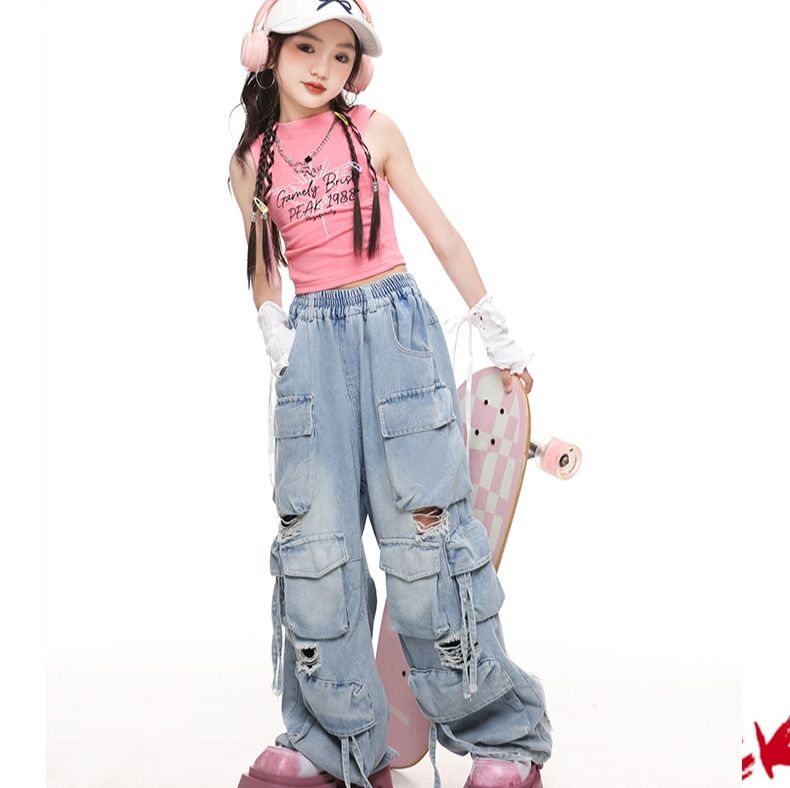 ダンス衣装 ストリート風カーゴワイドパンツセット