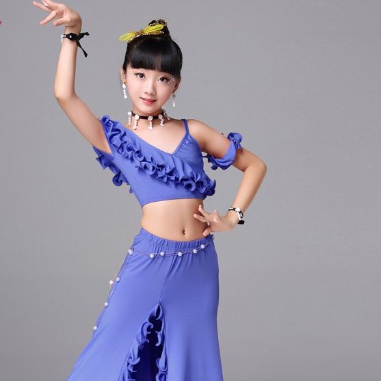 ダンス衣装 フリルスリット ベリーダンス衣装セット