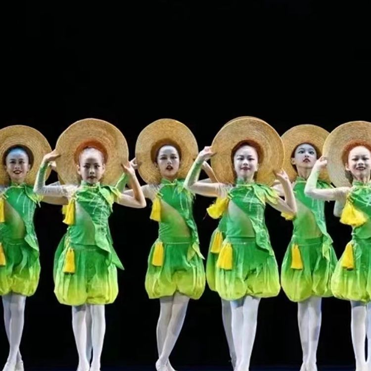 ダンス衣装 麦わら帽子付き田園風キッズダンス衣装