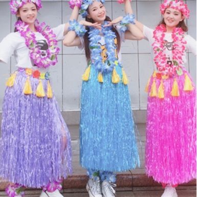 ダンス衣装 南国花飾り付きフラダンス衣装五点セット