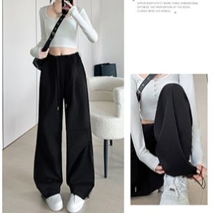 ダンス衣装 ヒップホップ カーゴパンツ レディース ワイドパンツ 体型カバー 黒