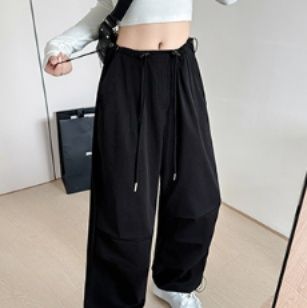 ダンス衣装 ヒップホップ カーゴパンツ レディース ワイドパンツ 体型カバー 黒