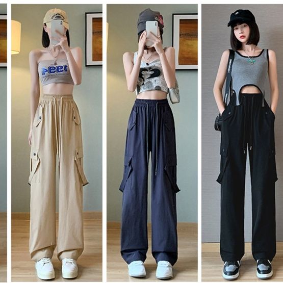 ダンス衣装 多機能ポケット付きストレートワイドパンツ 韓国