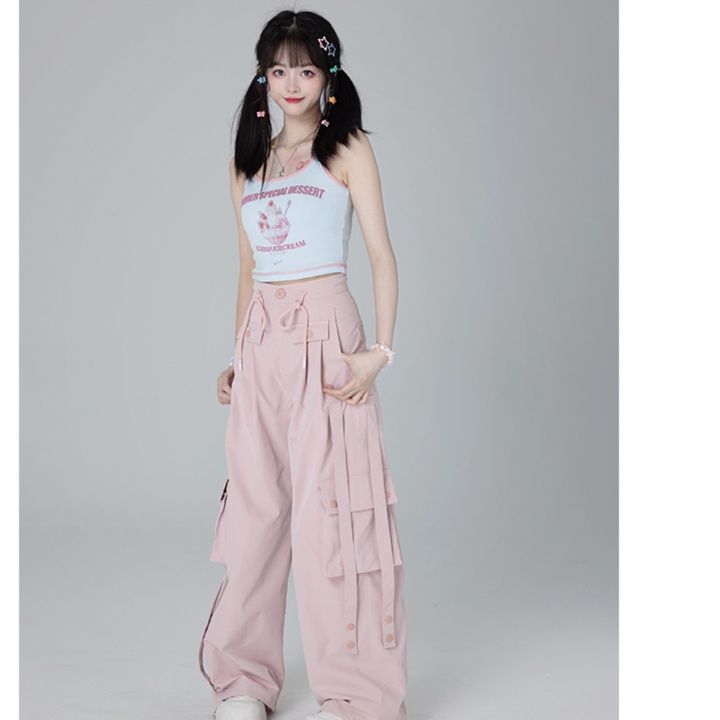 ダンス衣装 多機能ポケット付きワイドカーゴパンツ 韓国