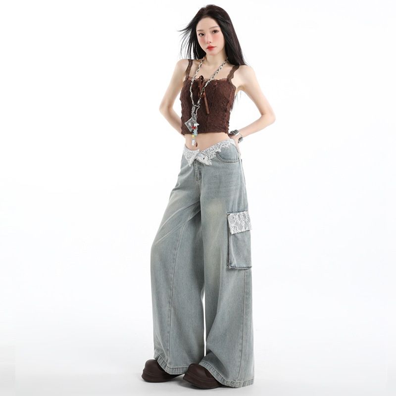 ダンス衣装 キルティングビスチェとワイドカーゴデニムセット