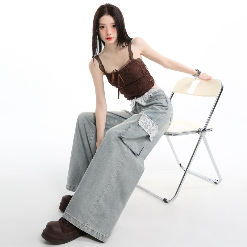 ダンス衣装 キルティングビスチェとワイドカーゴデニムセット