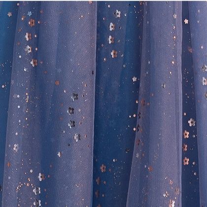 ダンス衣装 星空輝くシアー袖付きロング丈社交ダンスドレス