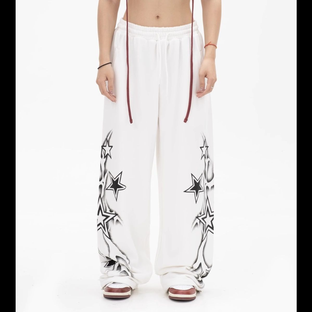 ダンス衣装 星柄プリントワイドシルエットスウェットパンツ ヒップホップ