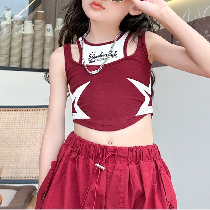 ダンス衣装 星柄クロップトップとカーゴパンツセット